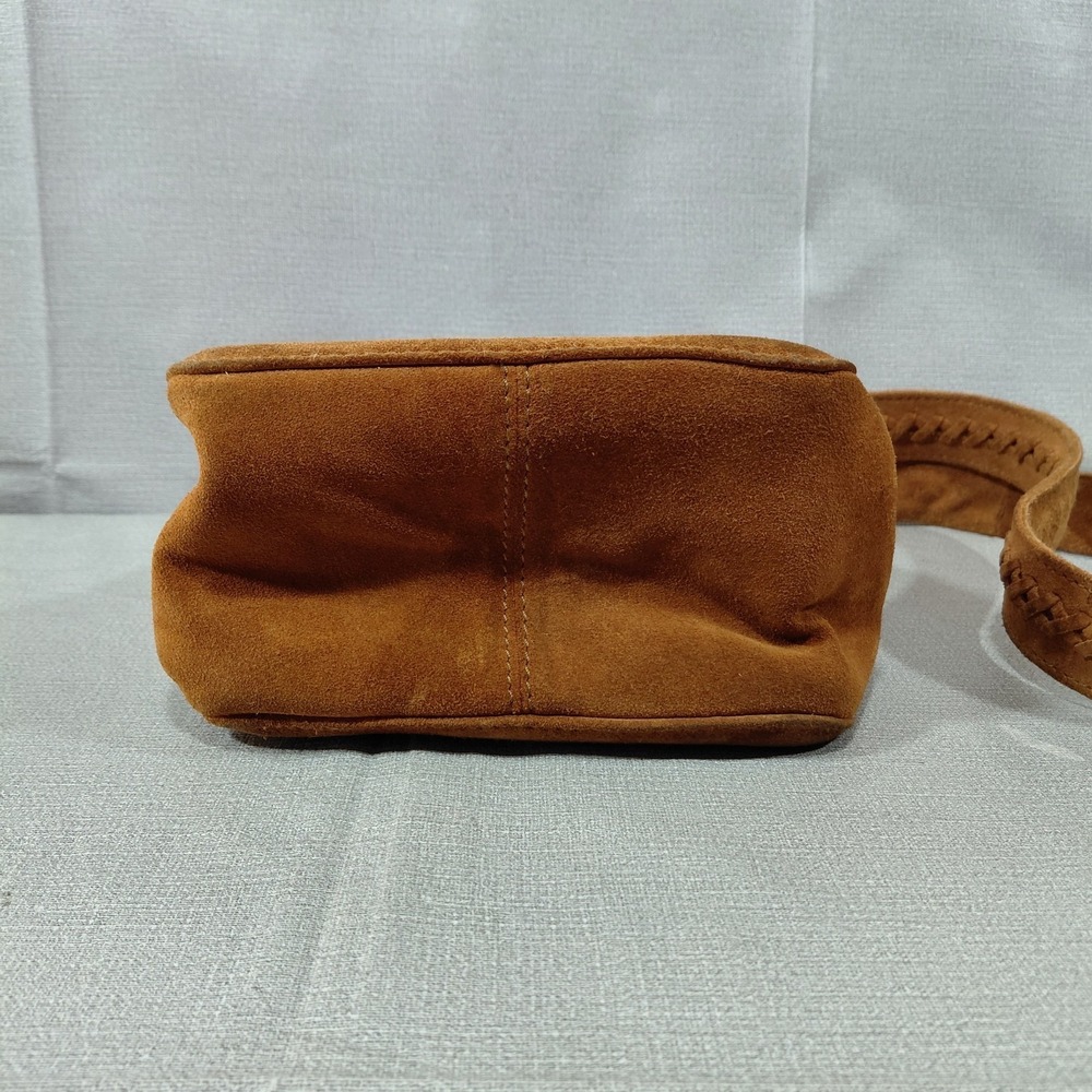 American Eagle Genuine Suede Cow Leather Crossbody Purse Brown - Picture 5 of 15
